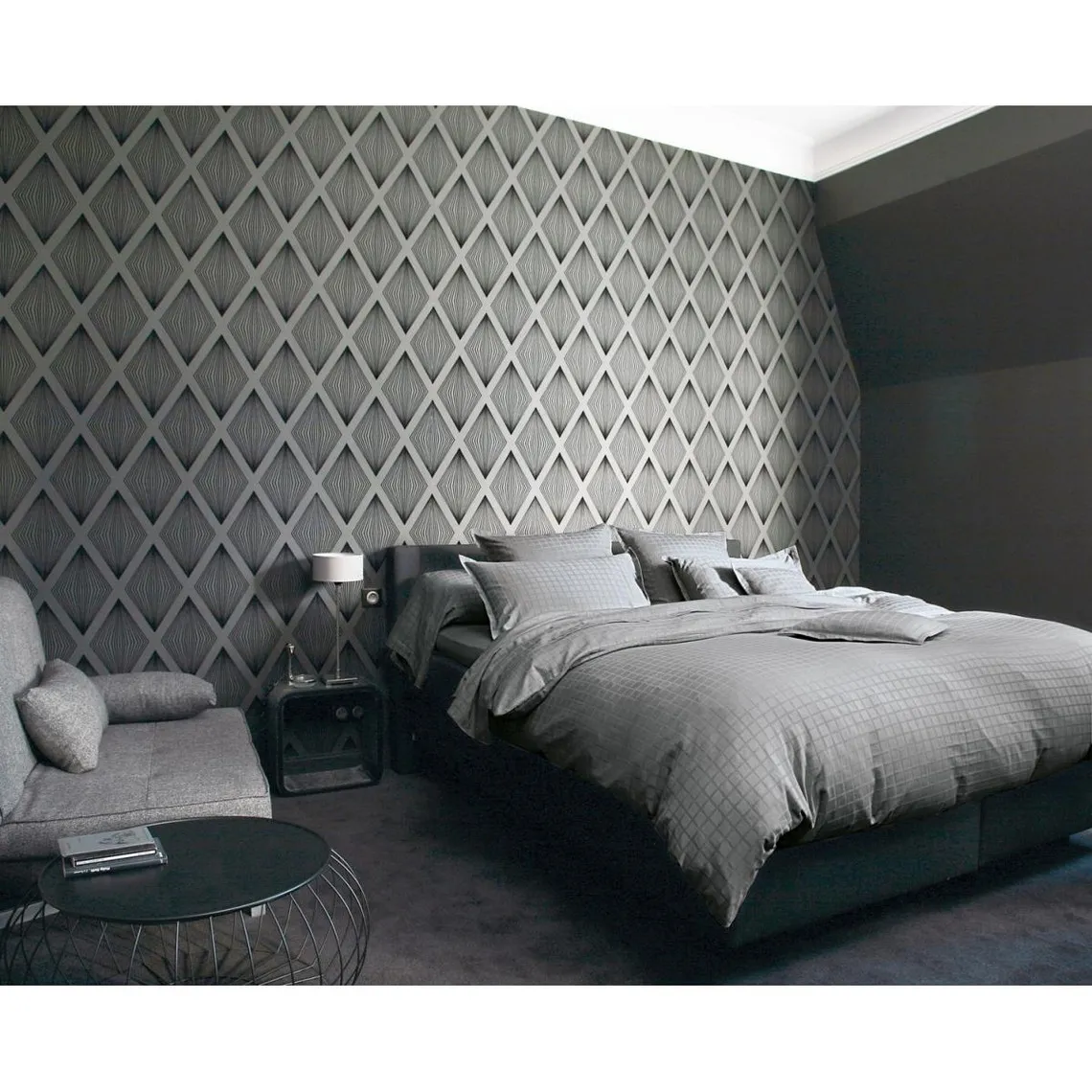 Parure Housse de Couette 2 Taies d'Oreiller Gris PALACE  | 3 Suisses