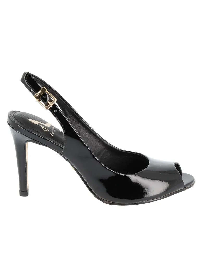 peep toe sling back cuir vernis noir 10 cm
