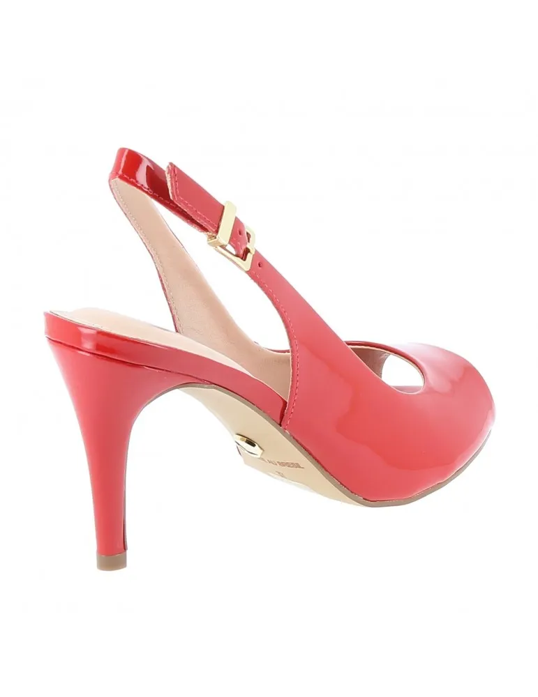peep toes classiques cuir vernis rouge vif 10 cm