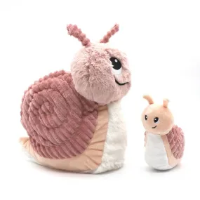 Peluche Les Ptipotos escargot et son bébé rose