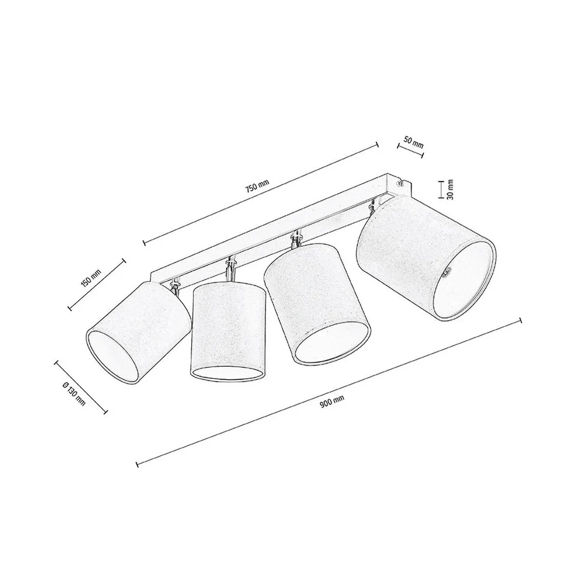 Plafonnier Aprillia 4xE27 Max.25W Chêne huilé/Gris  | 3 Suisses