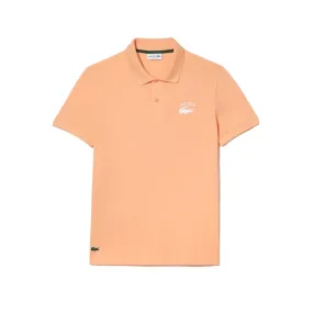 POLO LACOSTE ORANGE REGULAR FIT EN COTON STRETCH AVEC BRODERIE