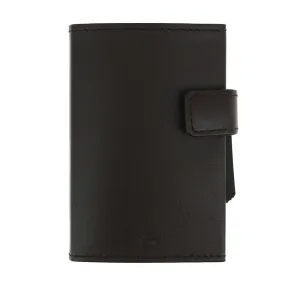 Porte carte Cascade, Aluminium et cuir marron, Ogon Design.