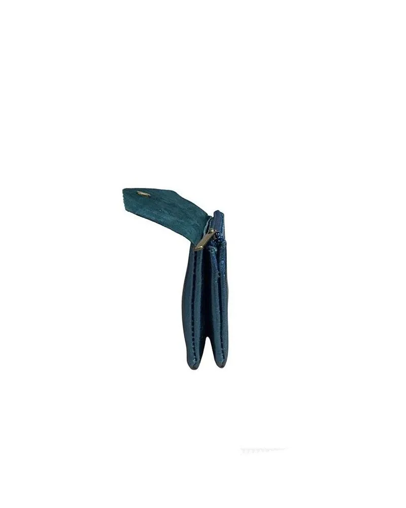 Porte monnaie cuir métallisé Bleu | Made in Italy | Zosha Collection