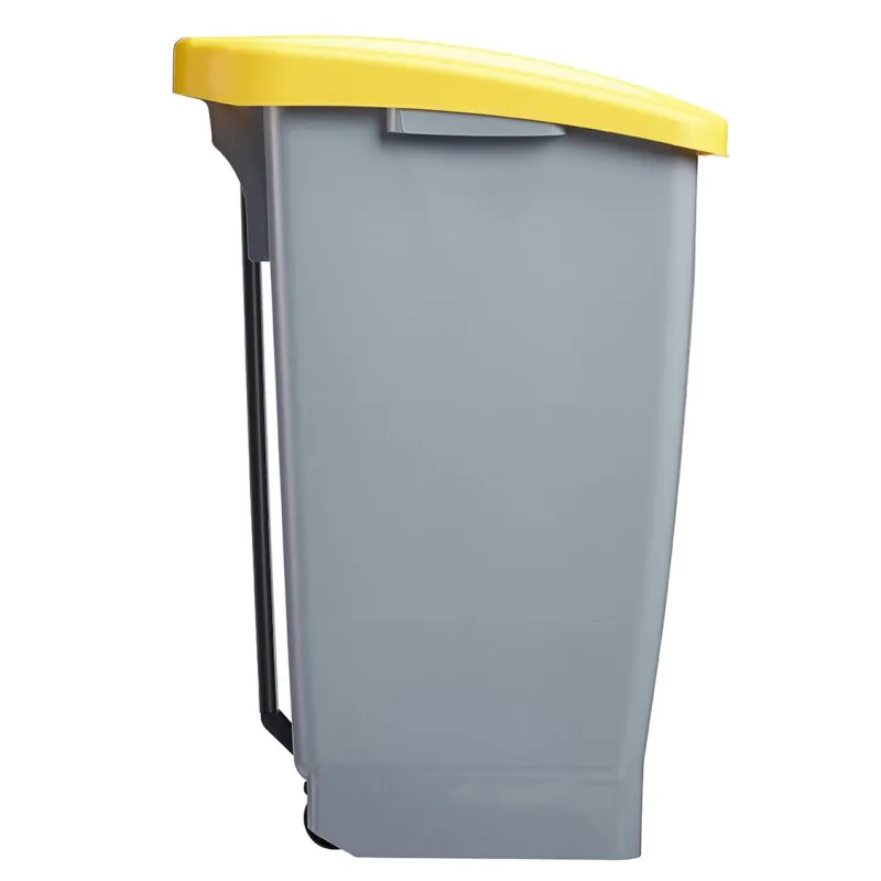 Poubelle mobile à pédale 60 litres - MOBILY GREEN - GRIS/JAUNE