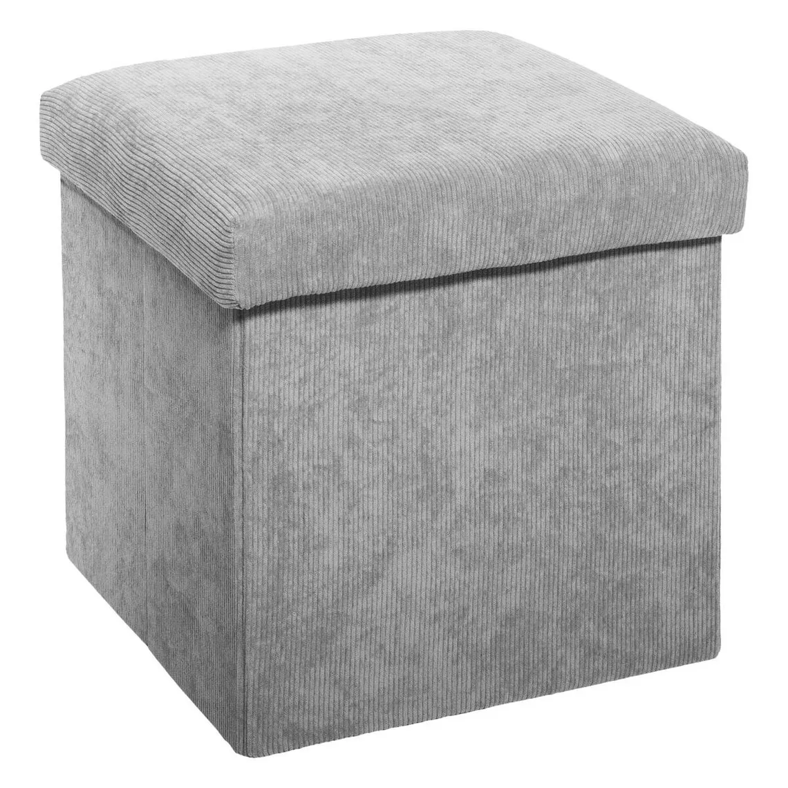 Pouf Pliable Velours Côtelé Gris | 3 Suisses