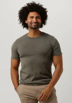 purewhite t-shirt flat knitted shirt shortsleeve with small logo on chest olive