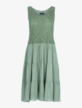 Robe à buste brodé - kaki