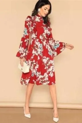 Robe bohème fleurie rouge