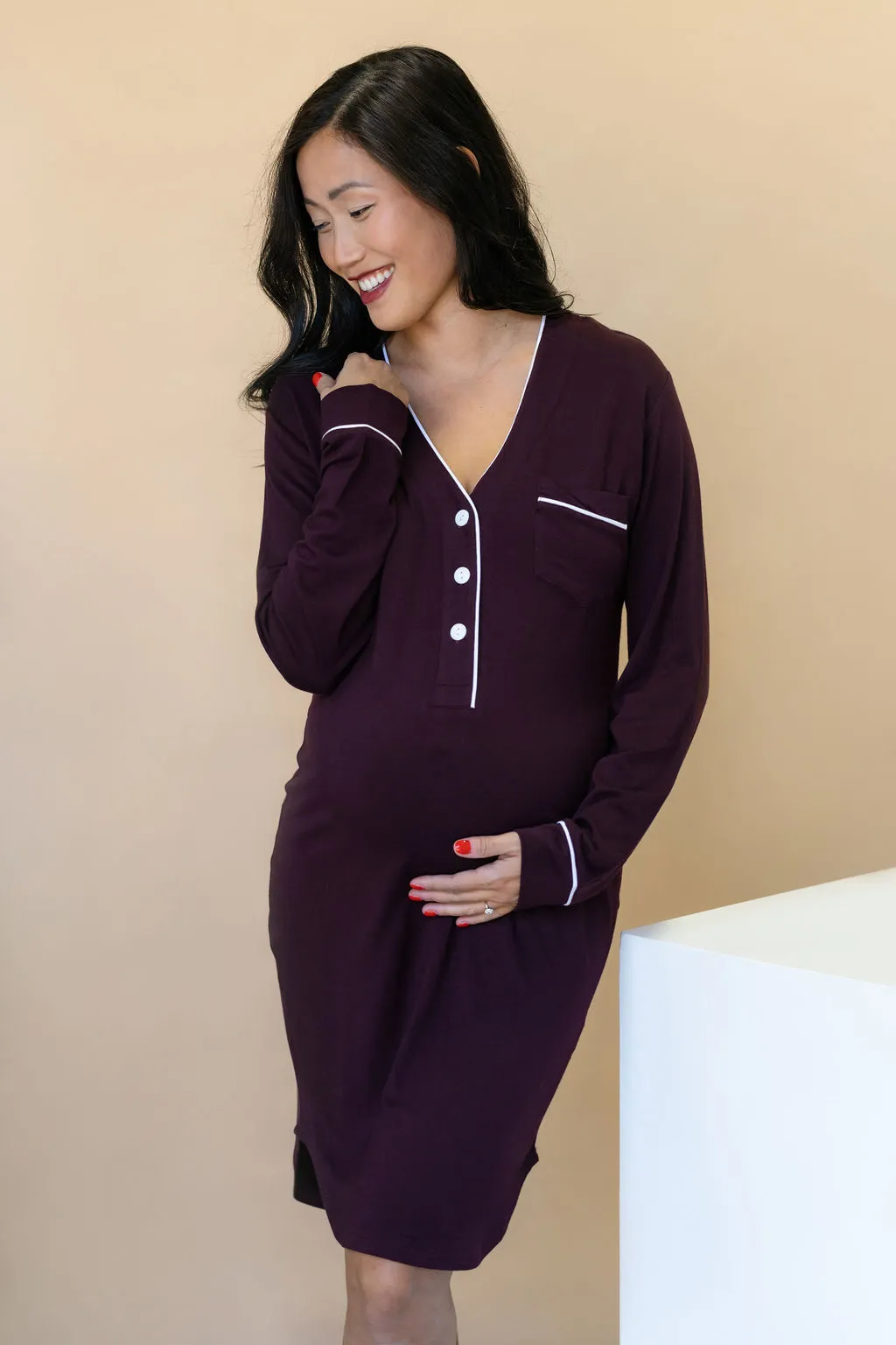 Robe de Nuit Allaitement Rose Maternité
