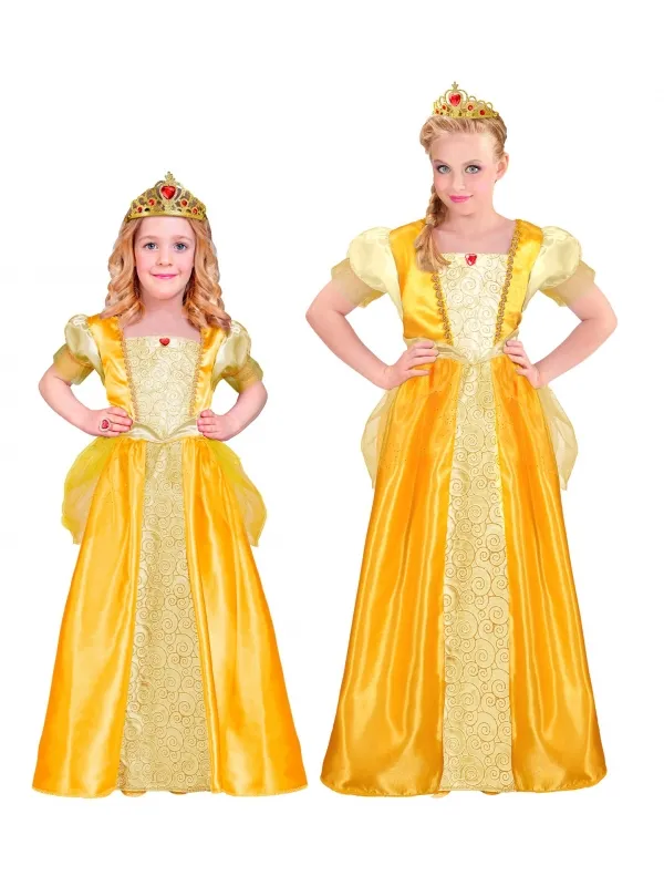 Robe de Princesse Jaune pour filles - Couronne Assortie
