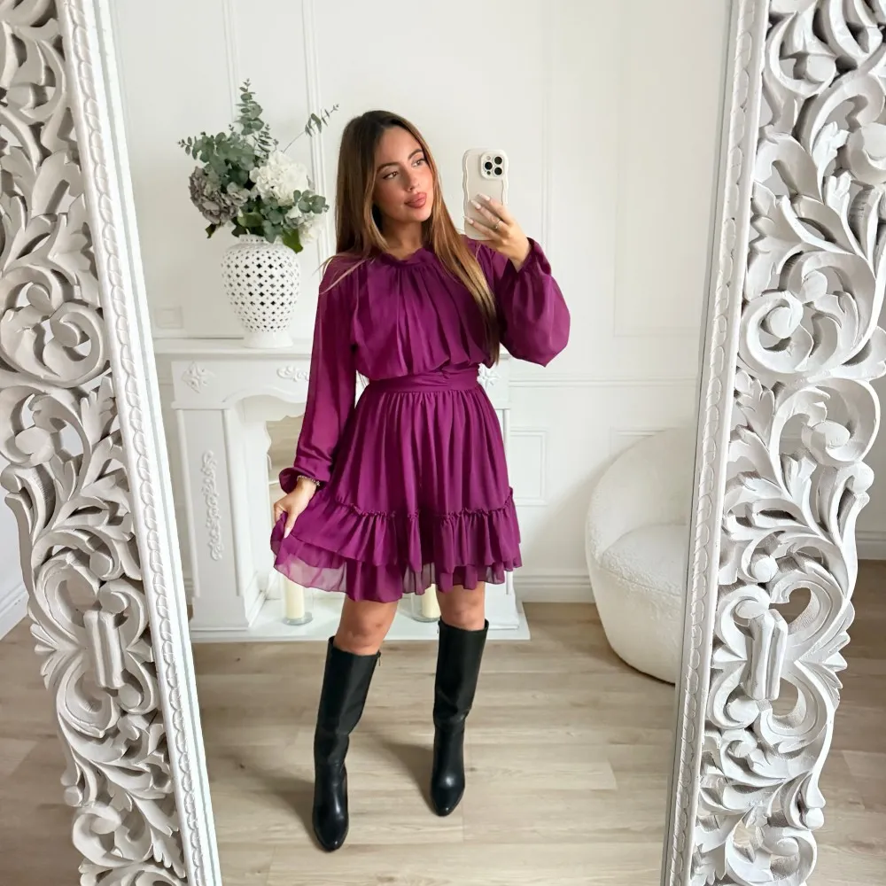 ROBE FLUIDE VOLANTS PRUNE