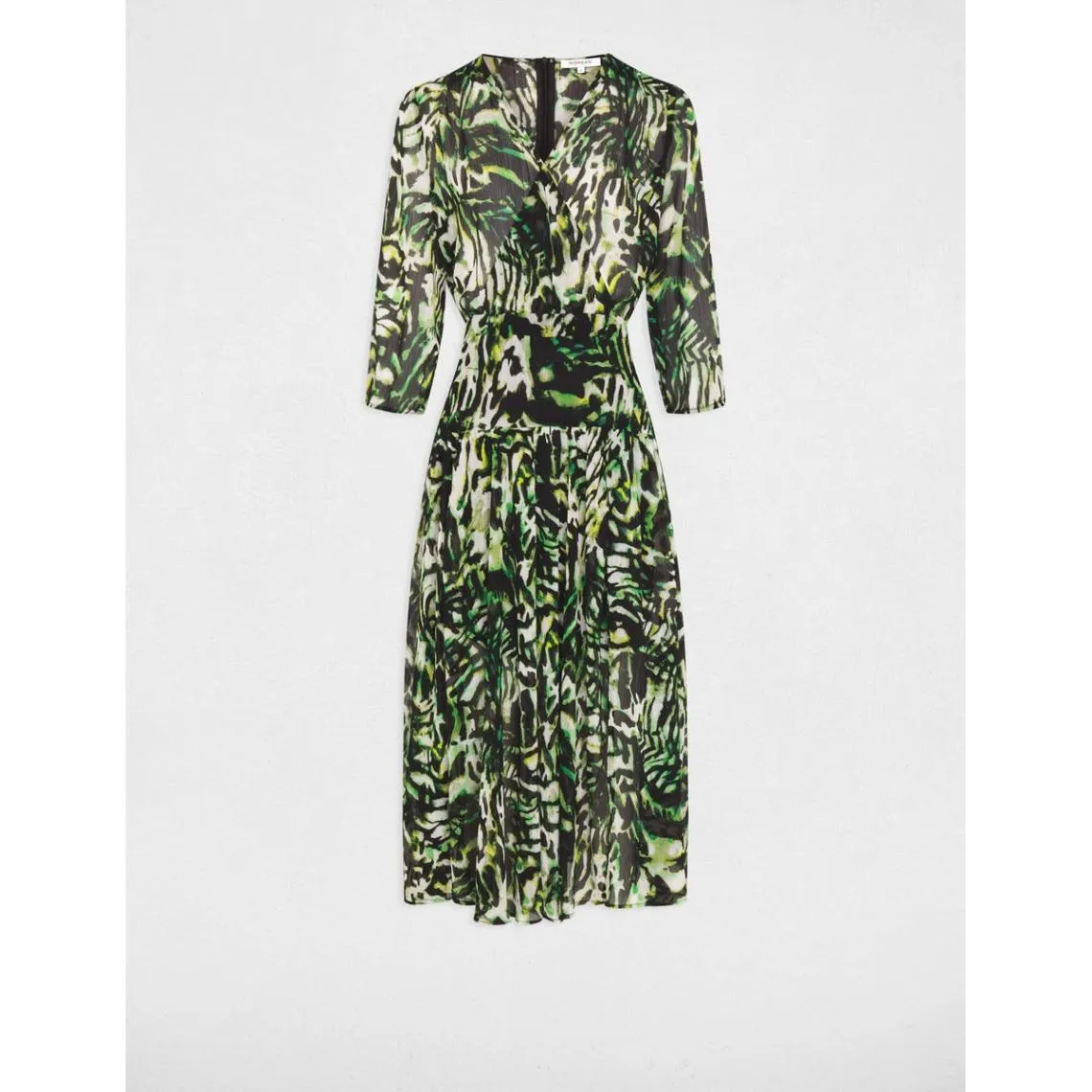 Robe longue fluide avec imprimée feuille vert  | 3 Suisses