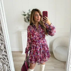 ROBE PRUNE IRISÉE MOTIFS