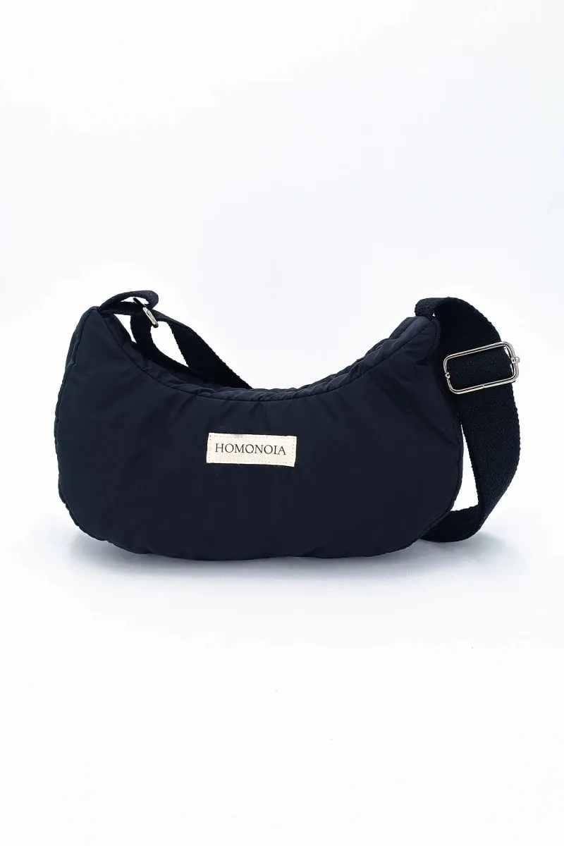 Sac demi-lune en nylon noir - Gisèle