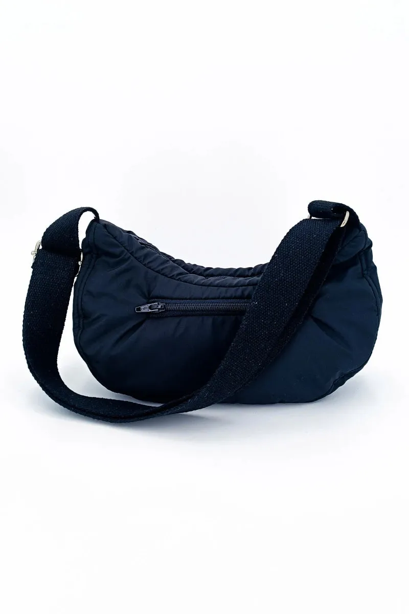 Sac demi-lune en nylon noir - Gisèle