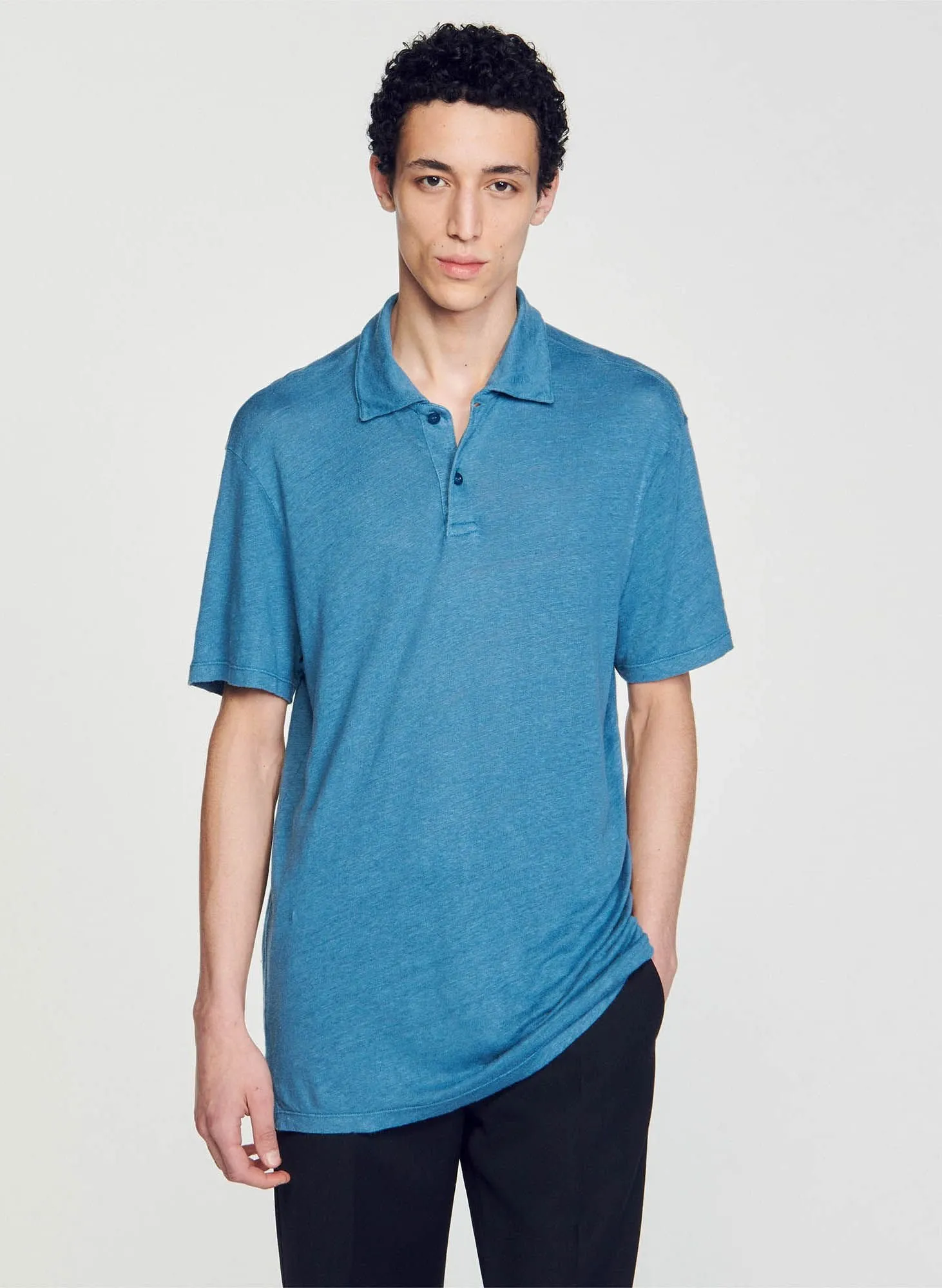 SANDRO  Polo regular-fit en lin - Bleu