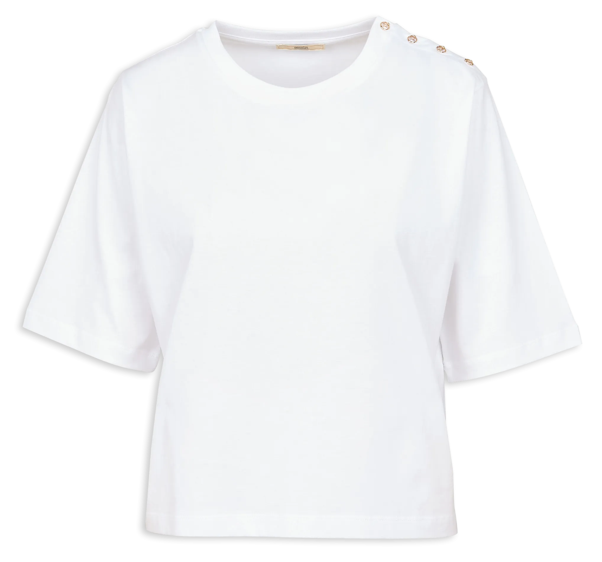 SESSUN  Tee-shirt col rond ample en coton bio sergi - Blanc
