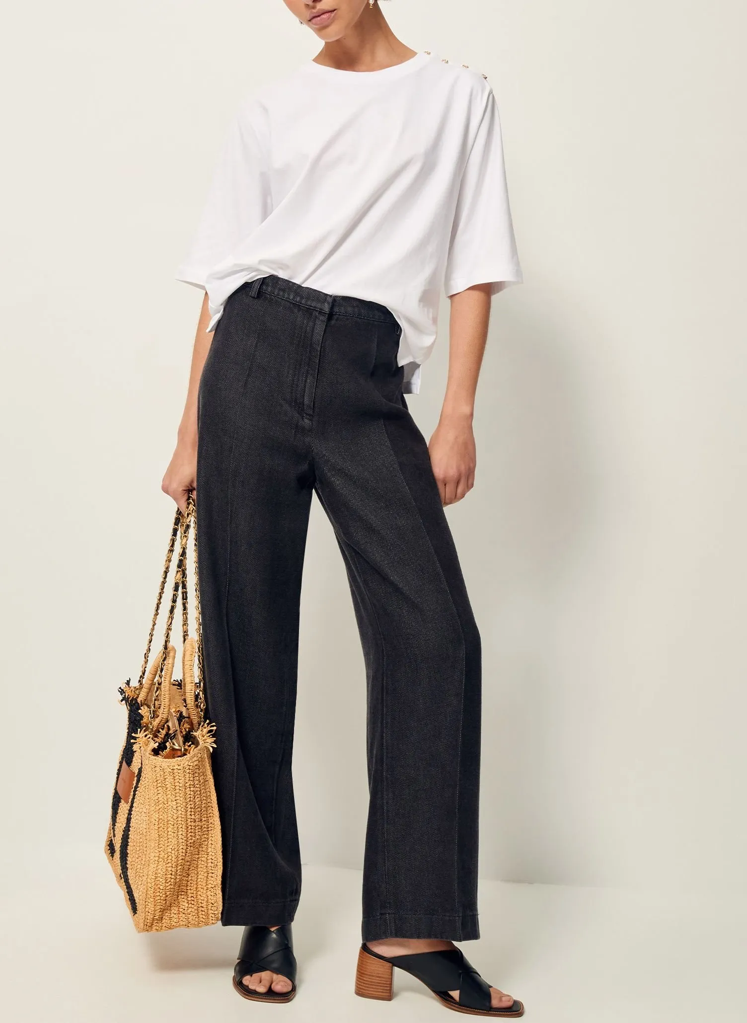 SESSUN  Tee-shirt col rond ample en coton bio sergi - Blanc
