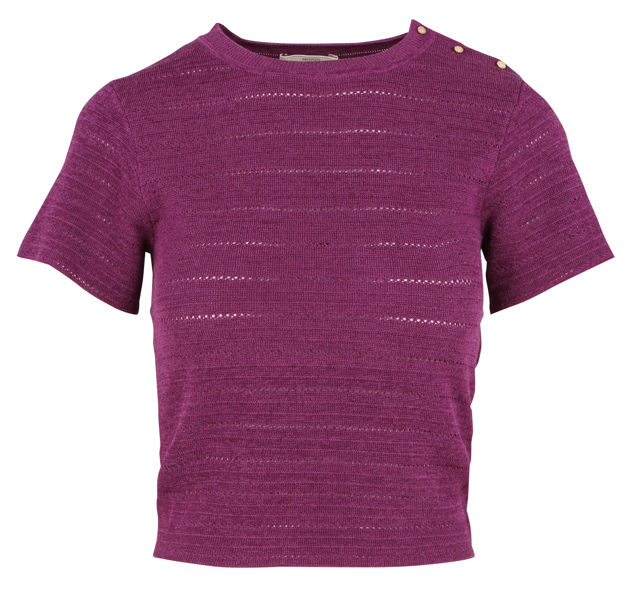 SESSUN  Top col rond droit en maille kiutty - Rose