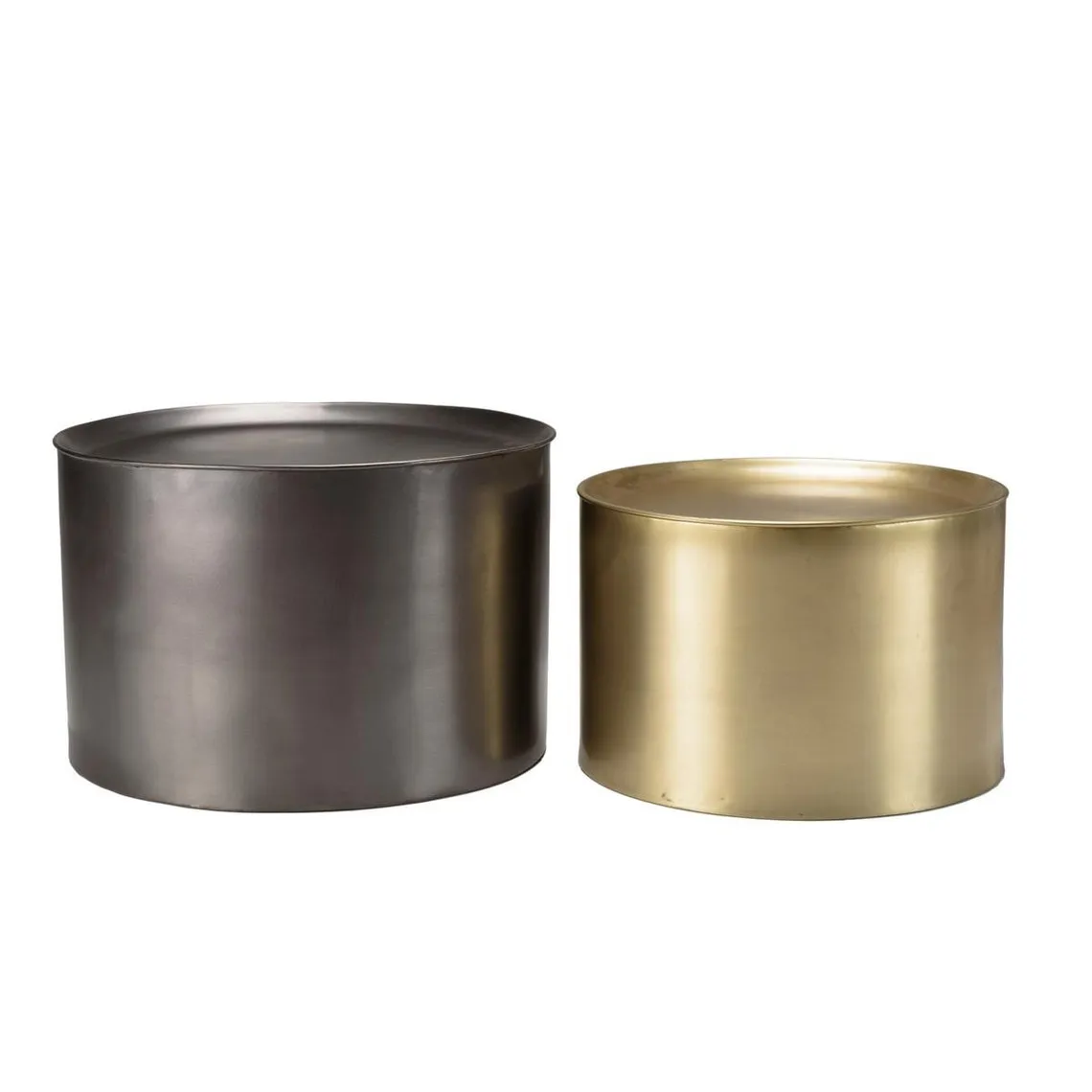 Set de 2 tables d'appoint rondes métal gris anthracite et doré JOHAN | 3 Suisses