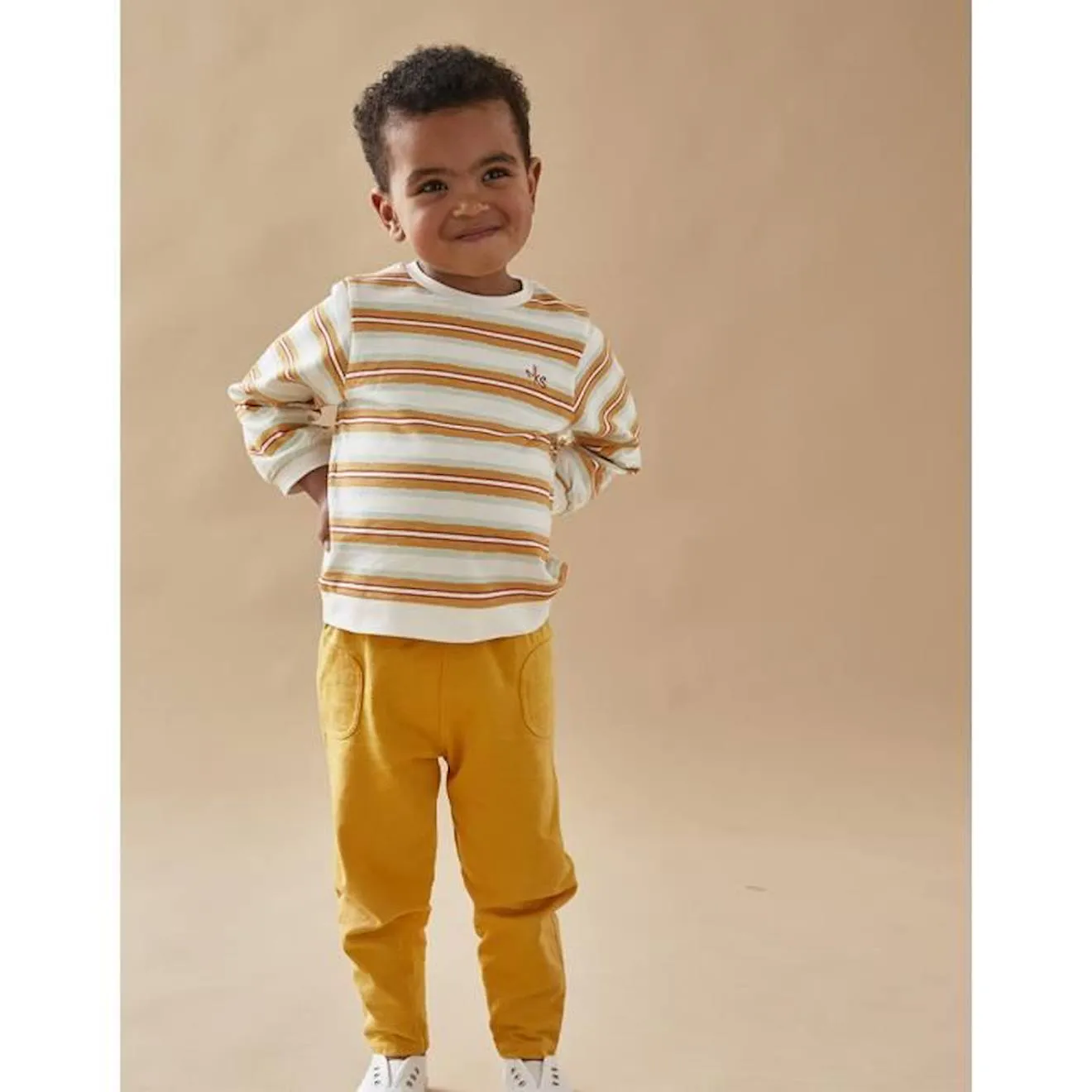 Set sweatshirt rayé + jogging jaune - Noukies