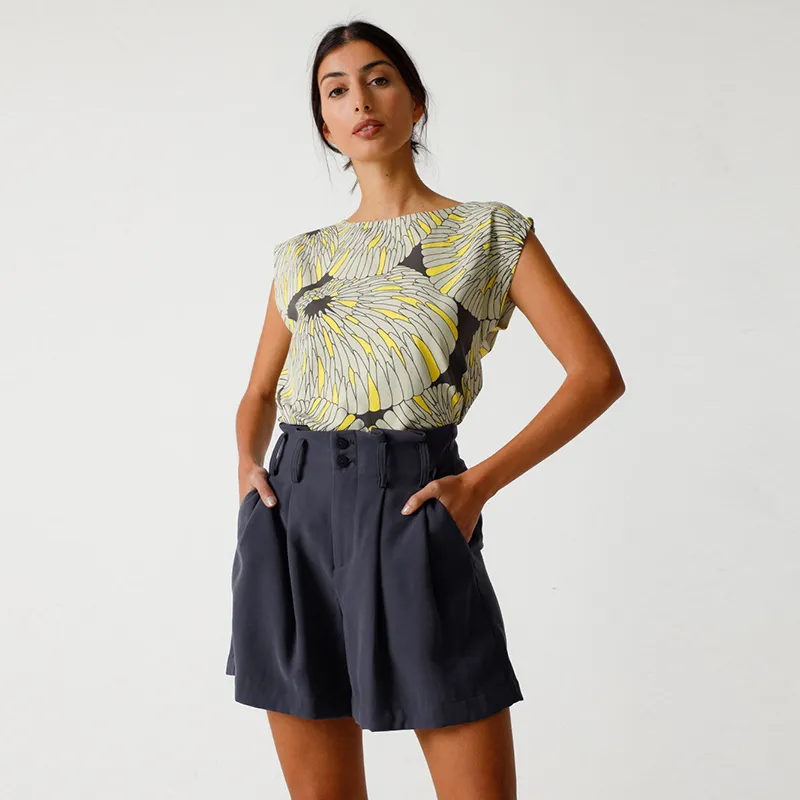 Short Taille Haute Gris Anthracite