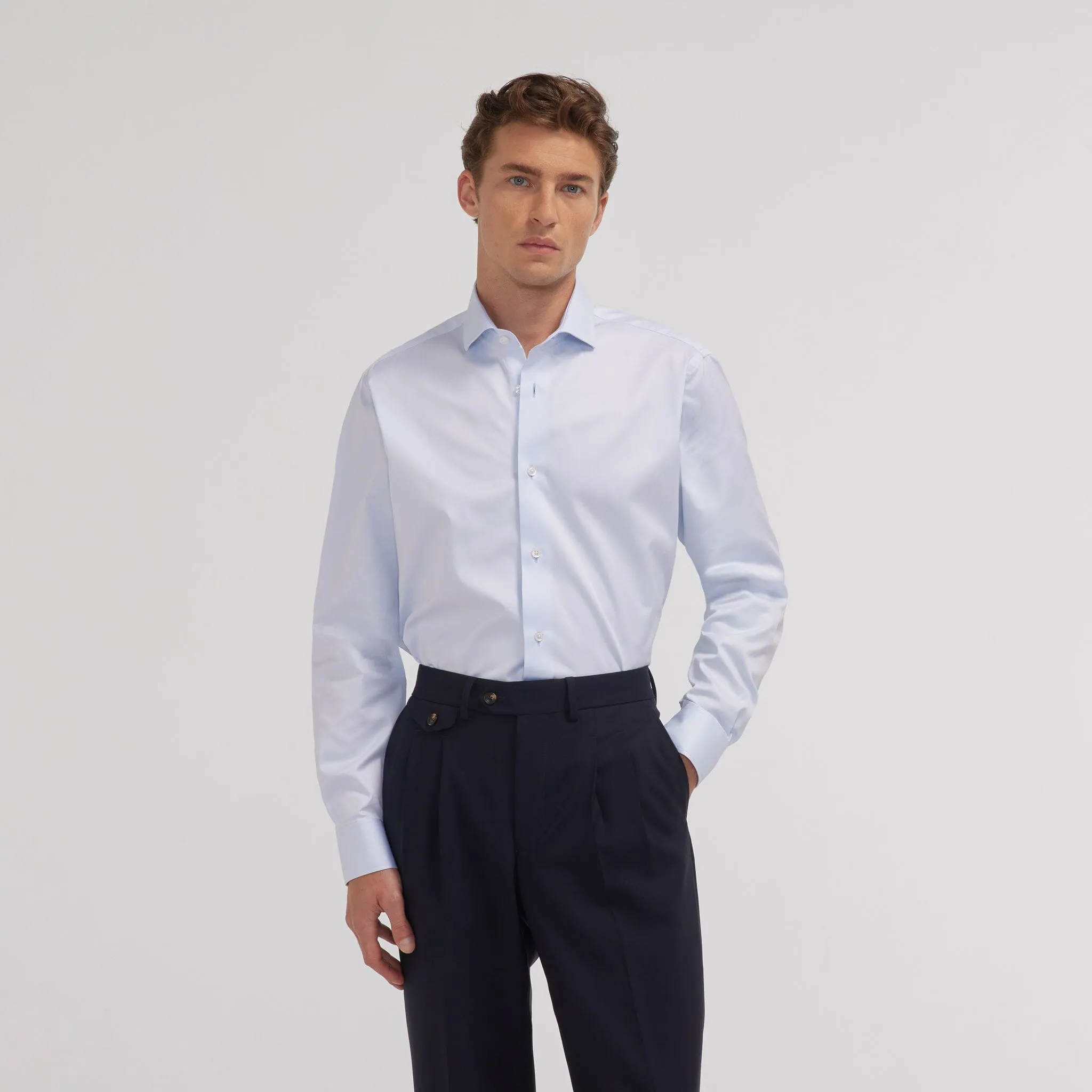 Sky blue double-twisted twill shirt