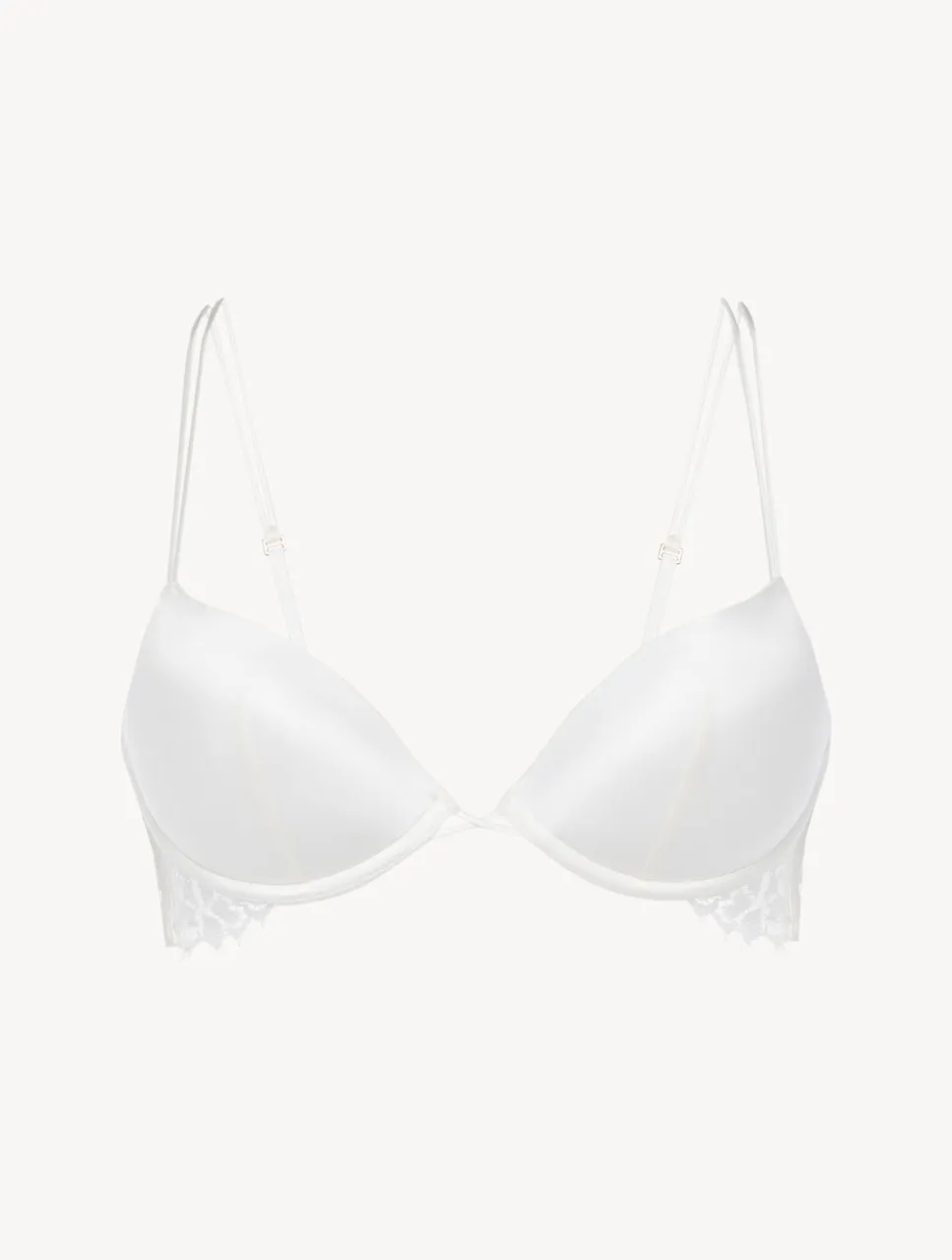 Soutien-gorge push-up ampliforme blanc cassé avec finitions en dentelle Leavers