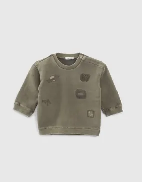 Sweat kaki avec broderies army bébé garçon 