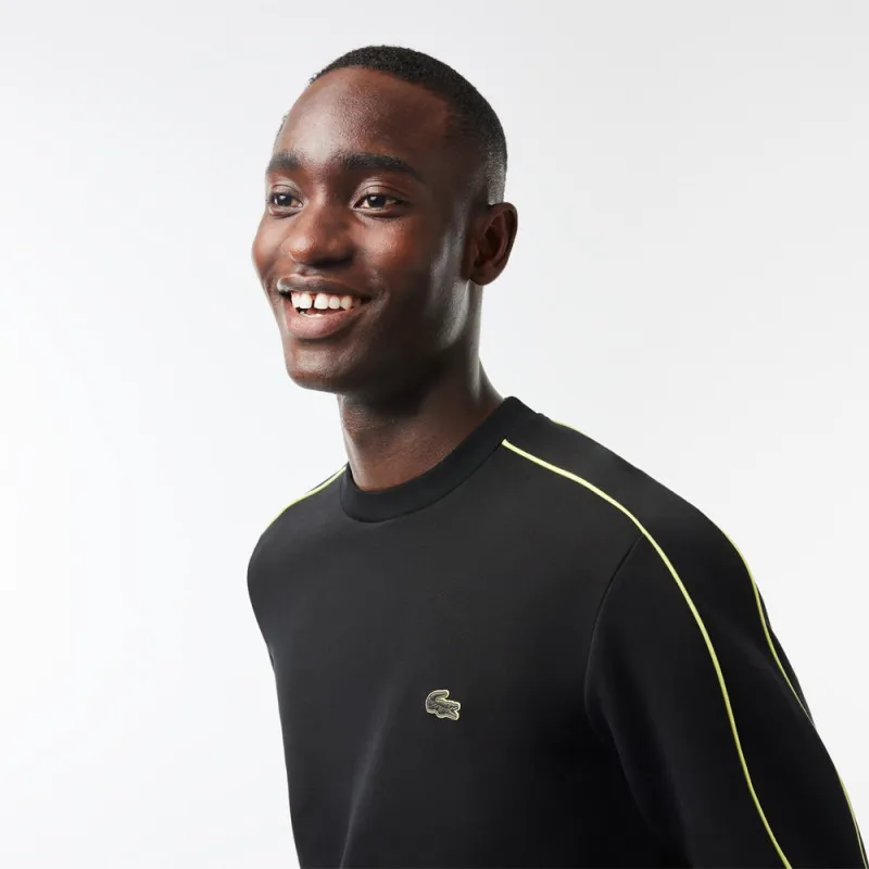 SWEATSHIRT LACOSTE NOIR AVEC BRODERIE JAUNE EN DOUBLE-FACE DE COTON