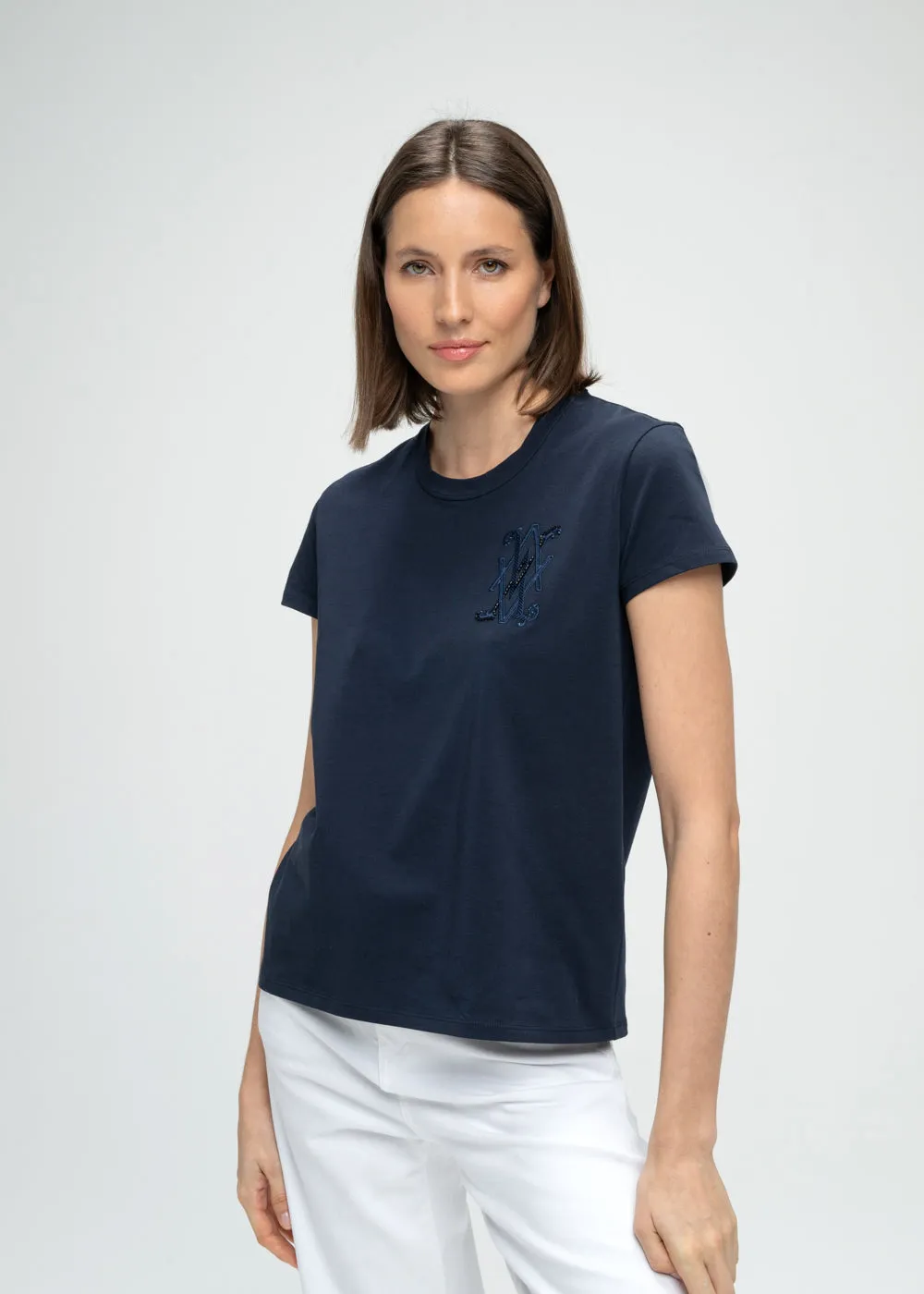 T-shirt broderie marine