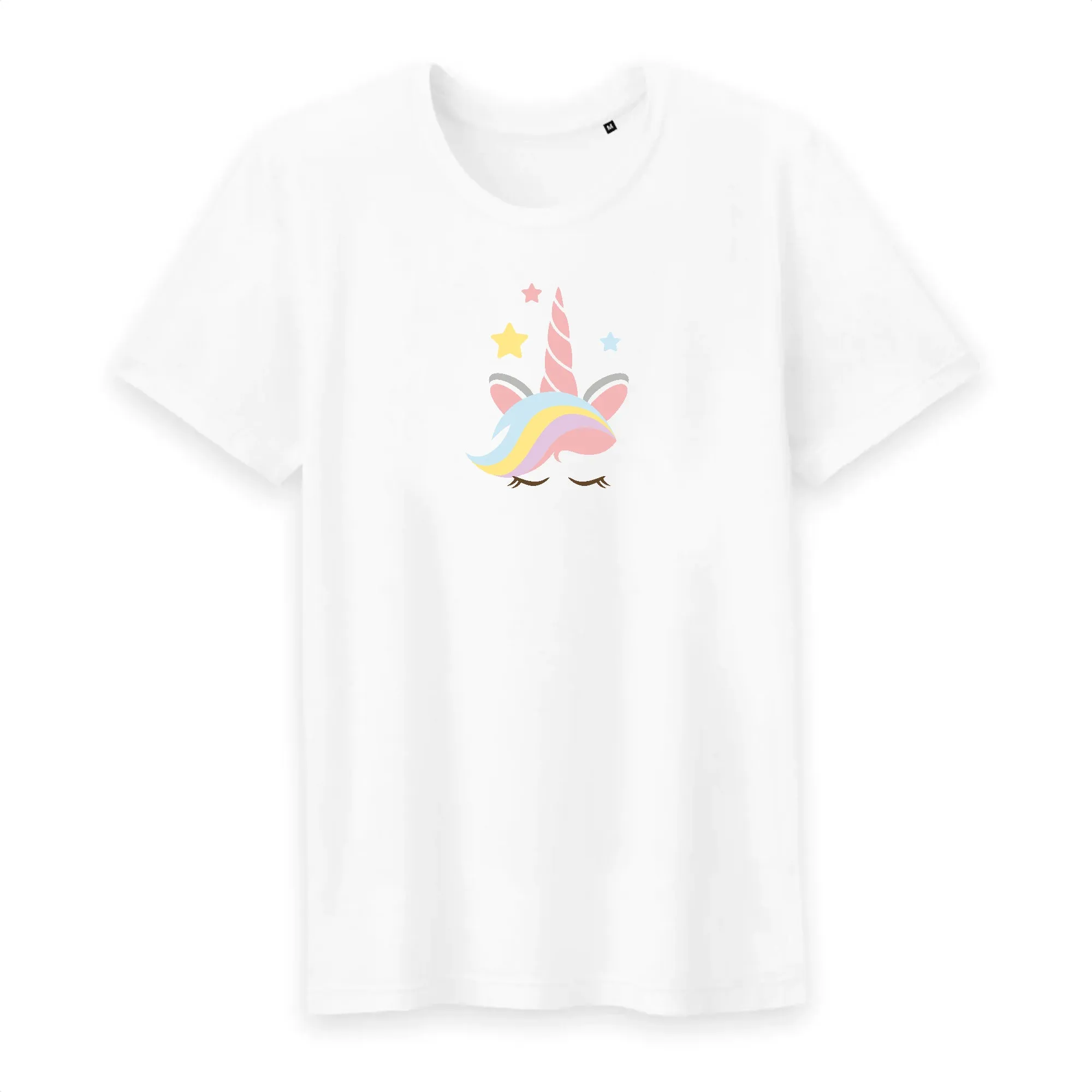 T shirt homme col rond Licorne avec corne rose