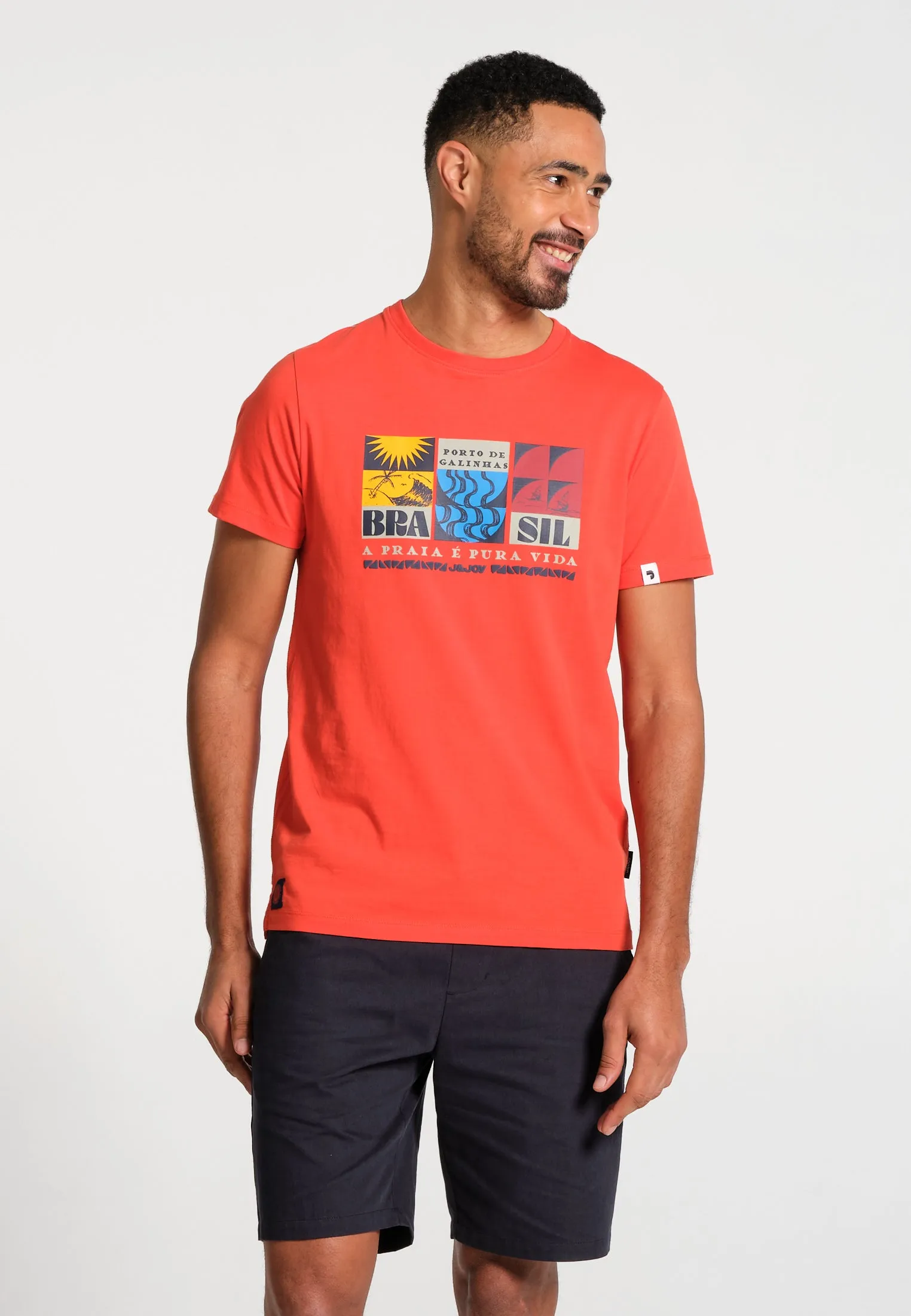T-Shirt homme rouge vif avec motif devant