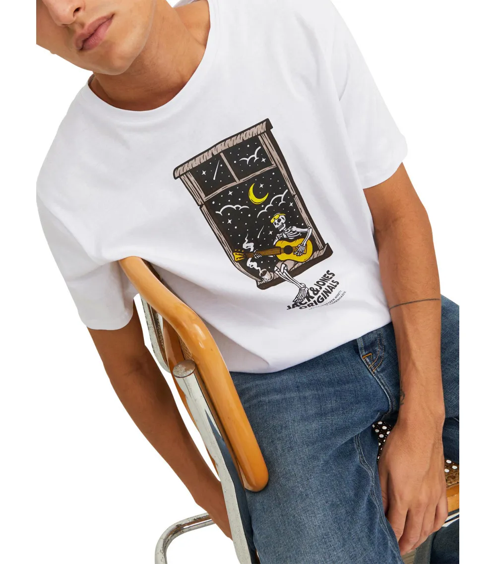 T-shirt Jack & Jones avec manches courtes et col rond blanc