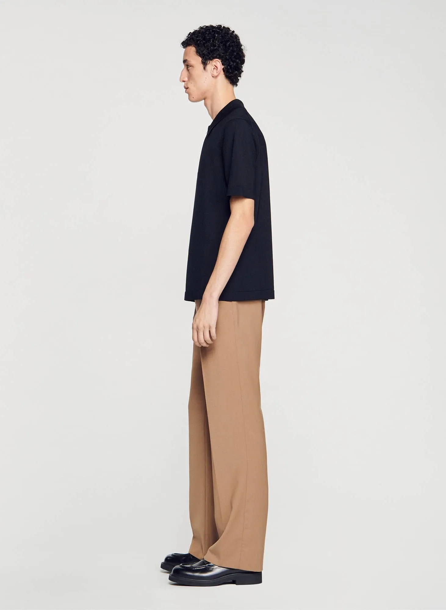 T-SHIRT MANCHES COURTES à COL POLO ZIPPé - SANDRO pour HOMME | Printemps