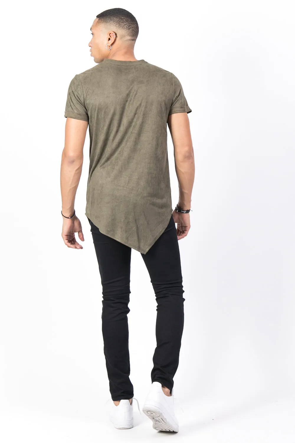 T-shirt pointe suédine kaki