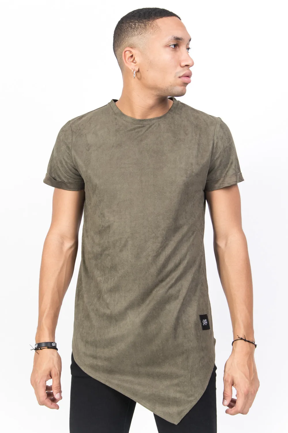 T-shirt pointe suédine kaki