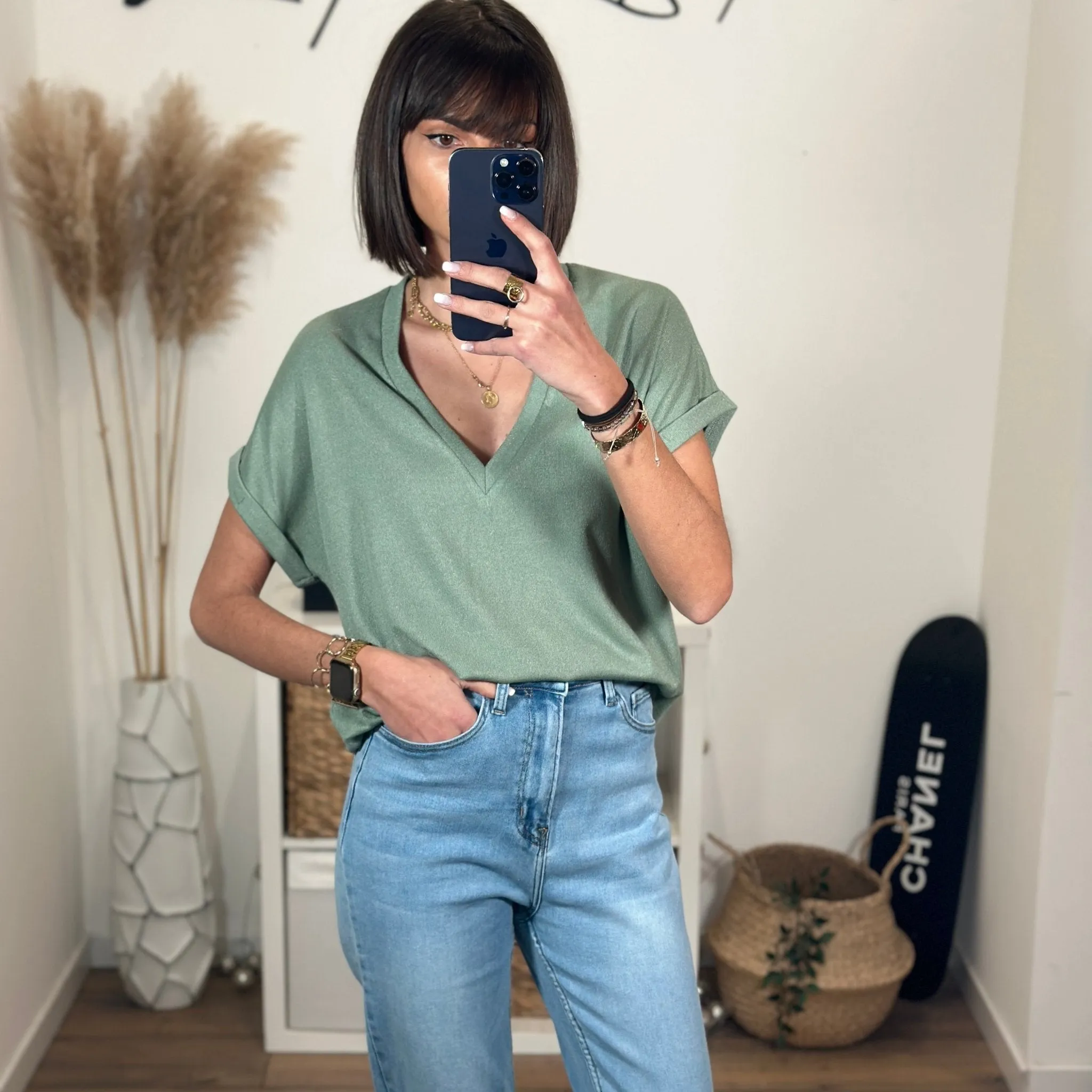 T-SHIRT VERT SAUGE NAEL