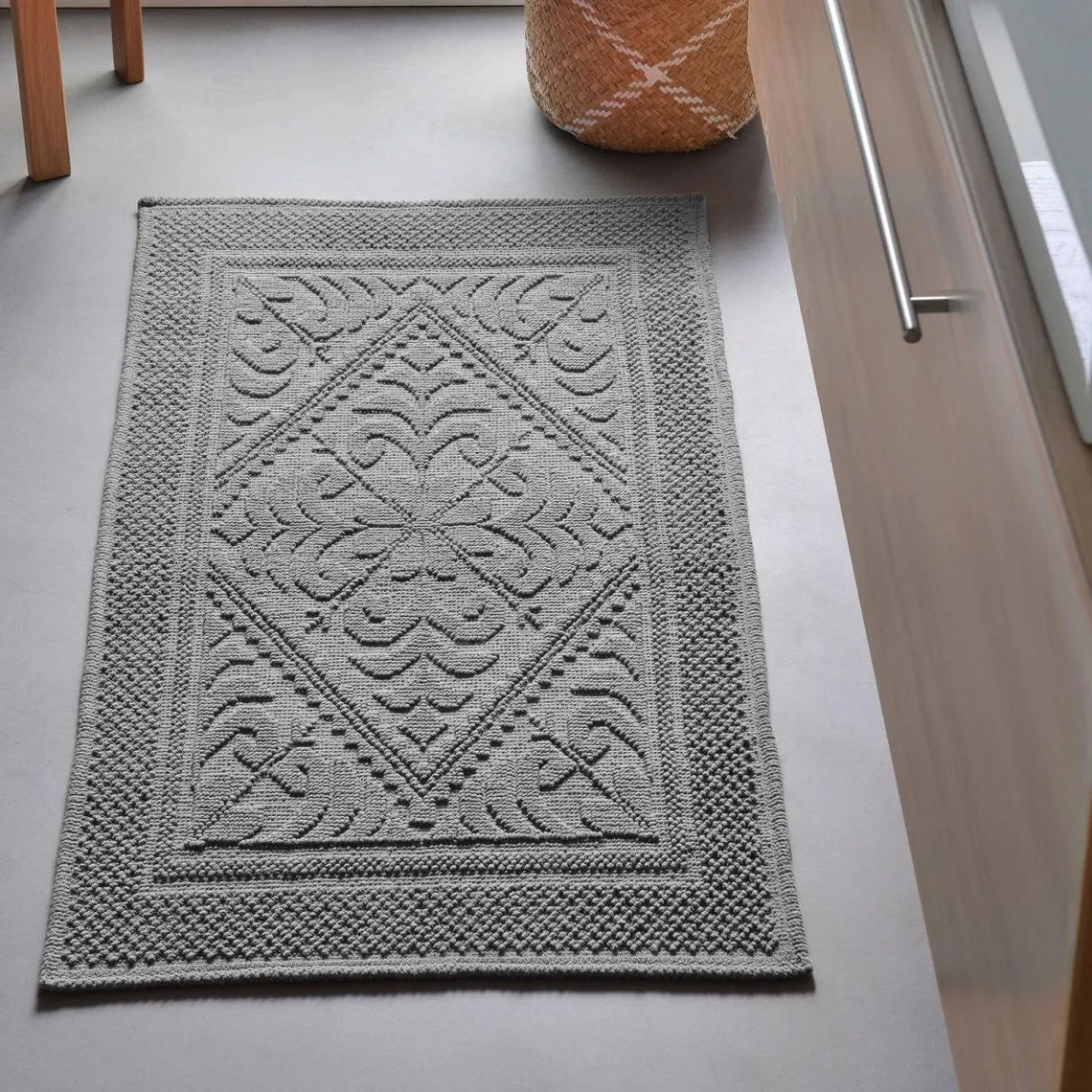 Tapis de bain HELIOS  en coton gris  | 3 Suisses