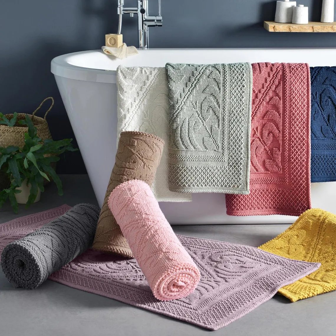 Tapis de bain HELIOS  en coton gris  | 3 Suisses