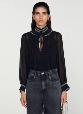 TOP FLUIDE EN MOUSSELINE - SANDRO pour FEMME | Printemps