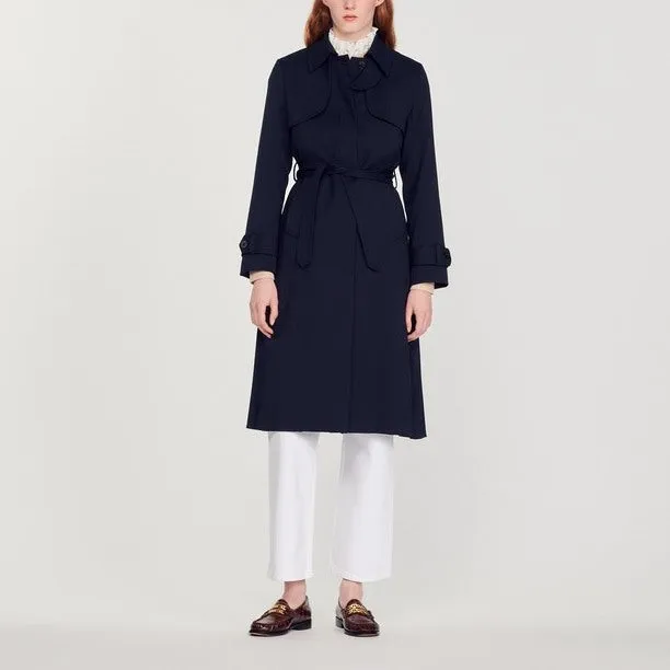 Trench-coat à empiècement plissé