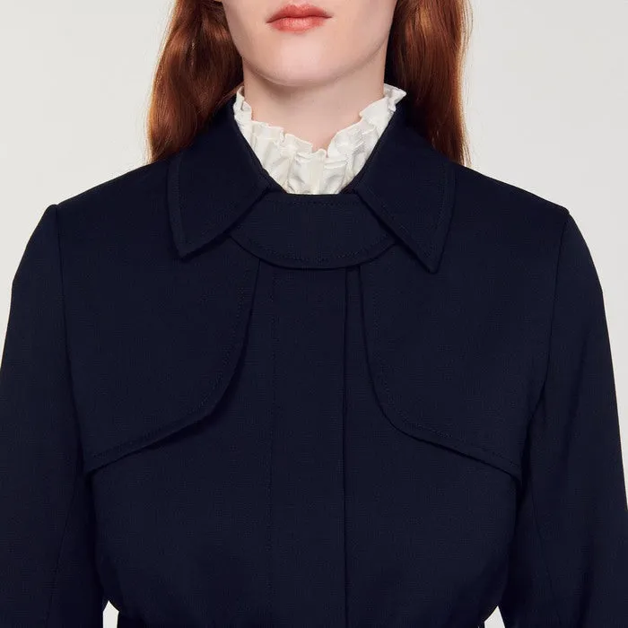 Trench-coat à empiècement plissé