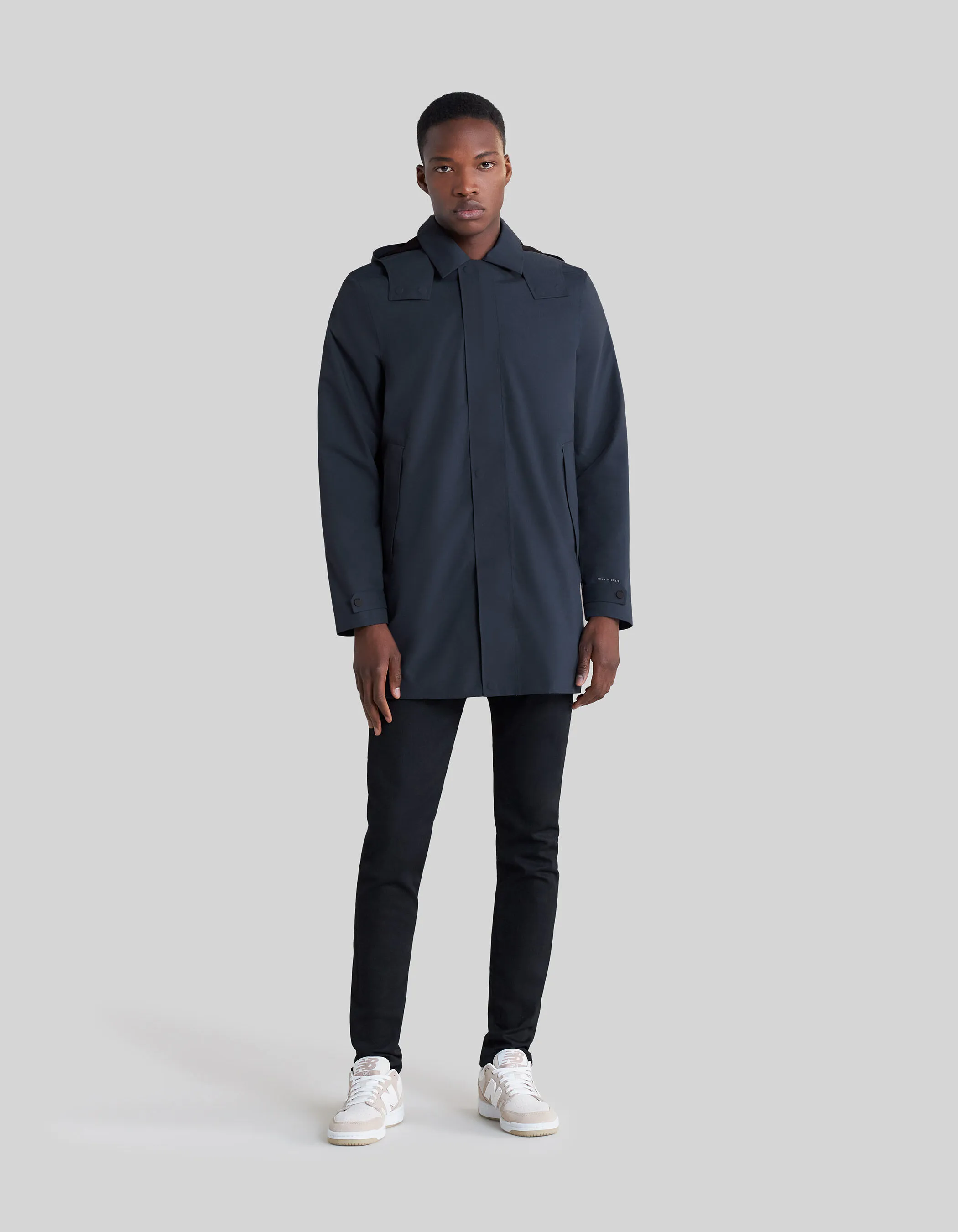 Trench marine capuche amovible Homme