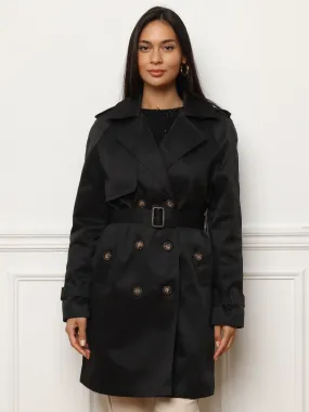 Trench mi-long à boutons marbrés- Noir