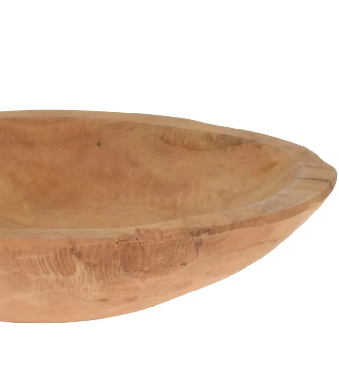 Vide-Poche rond déco en teck naturel 19x19x4cm