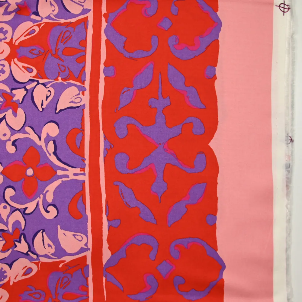 Viscose imprimée princesse mauve, rose et rouge