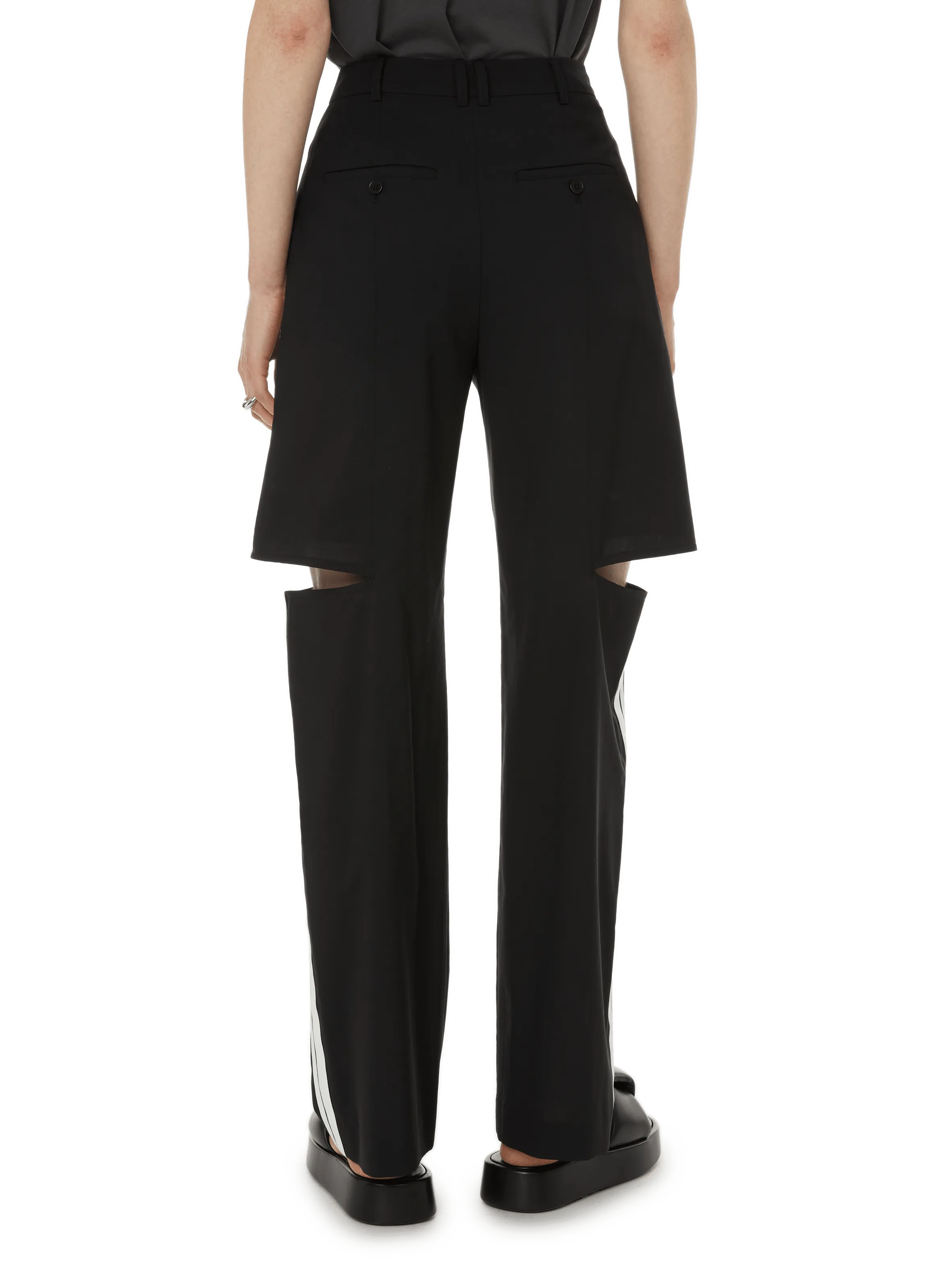 YCH  Pantalon à découpes latérales en laine mélangée - Noir