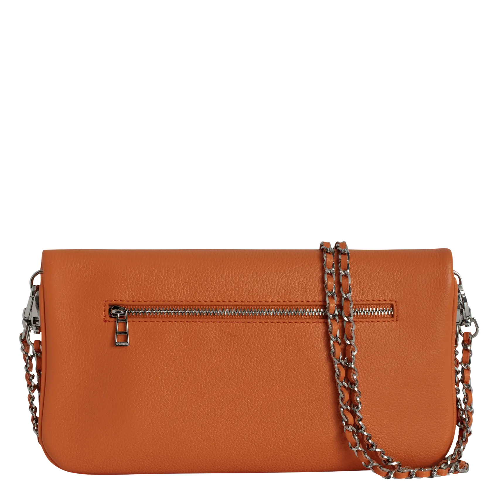 ZADIG&VOLTAIRE  Pochette en cuir chaînes en métal rock - Orange